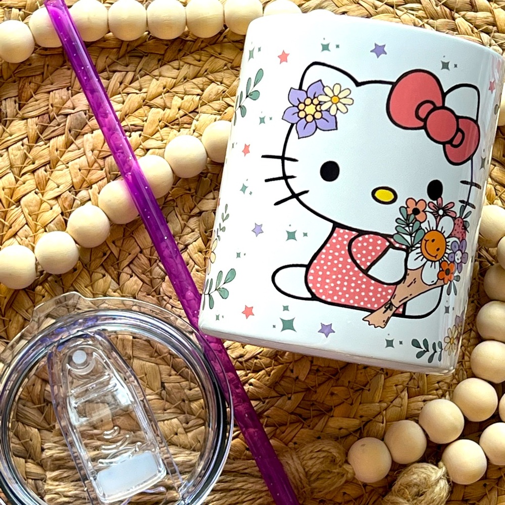 Hello Kitty Purple Spring Flowers 💐 Mini Tumbler